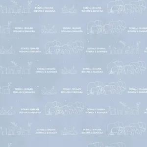 Personalised Wrapping Paper - Family of 4, Blue  <br> WallPaperScissor x My Baby Babbles Exclusive