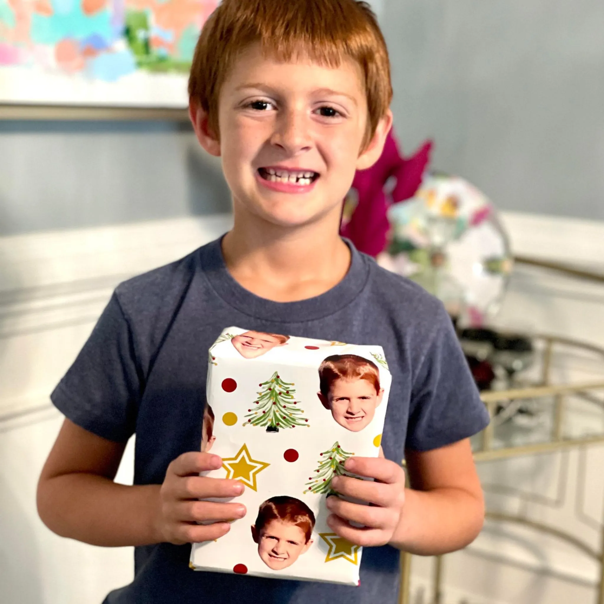 Personalized Christmas Wreath Wrapping Paper - Spread Cheer with Your Custom Photo and Festive Design