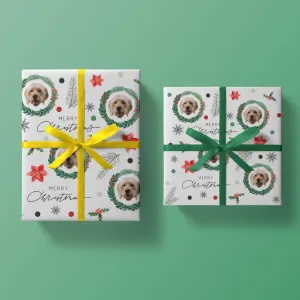 Personalized Christmas Wreath Wrapping Paper - Spread Cheer with Your Custom Photo and Festive Design