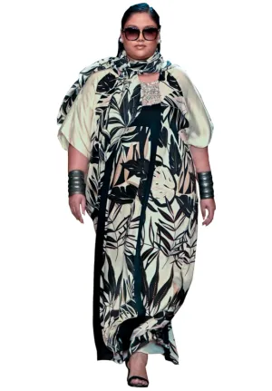 Printed scarf and kaftan