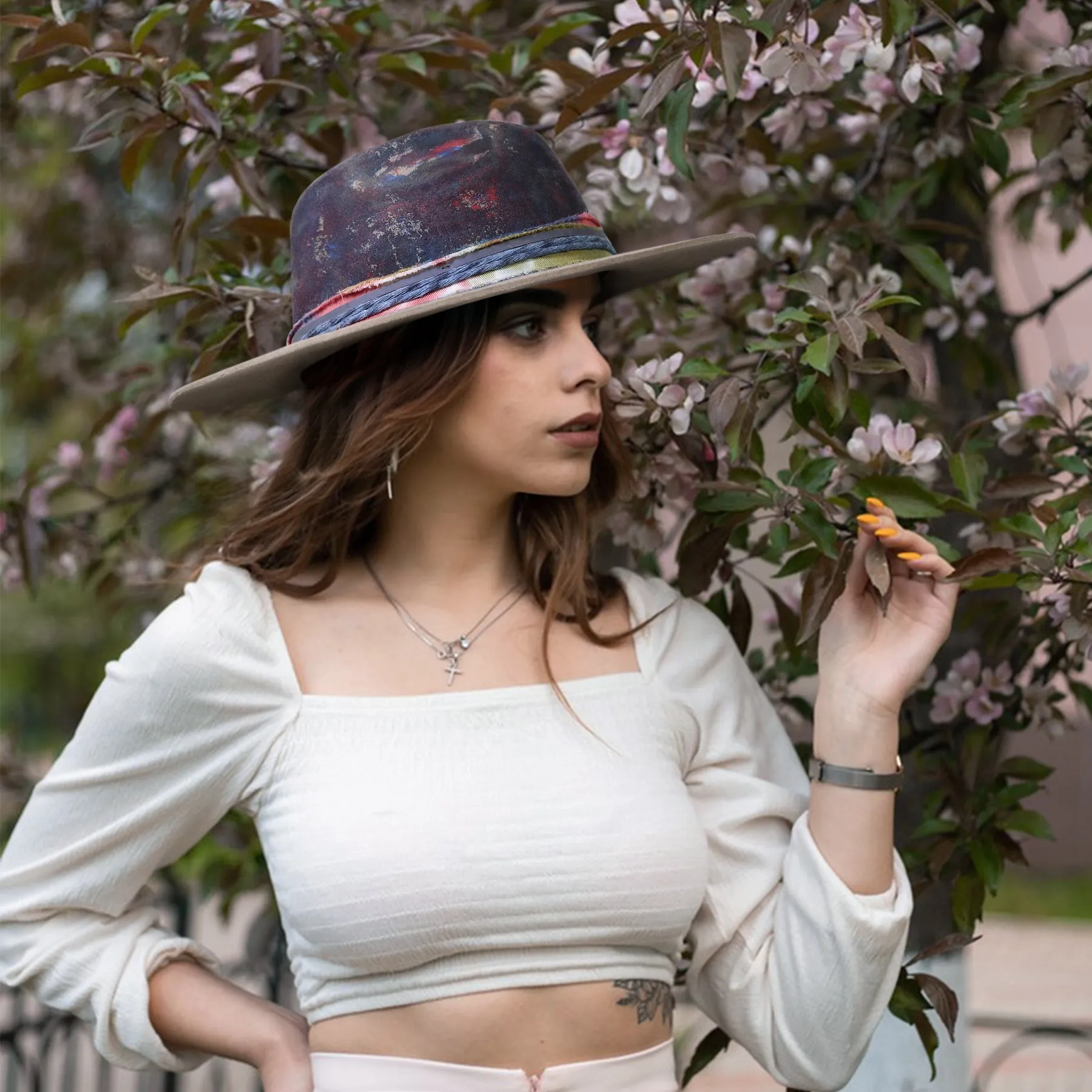 Prism - Vintage Painted Stylish Knots Fedora Hat