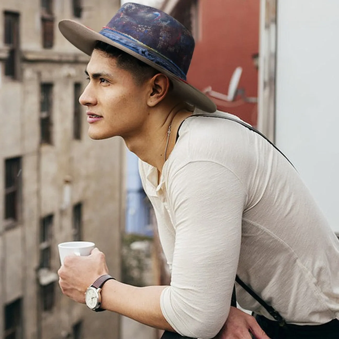 Prism - Vintage Painted Stylish Knots Fedora Hat
