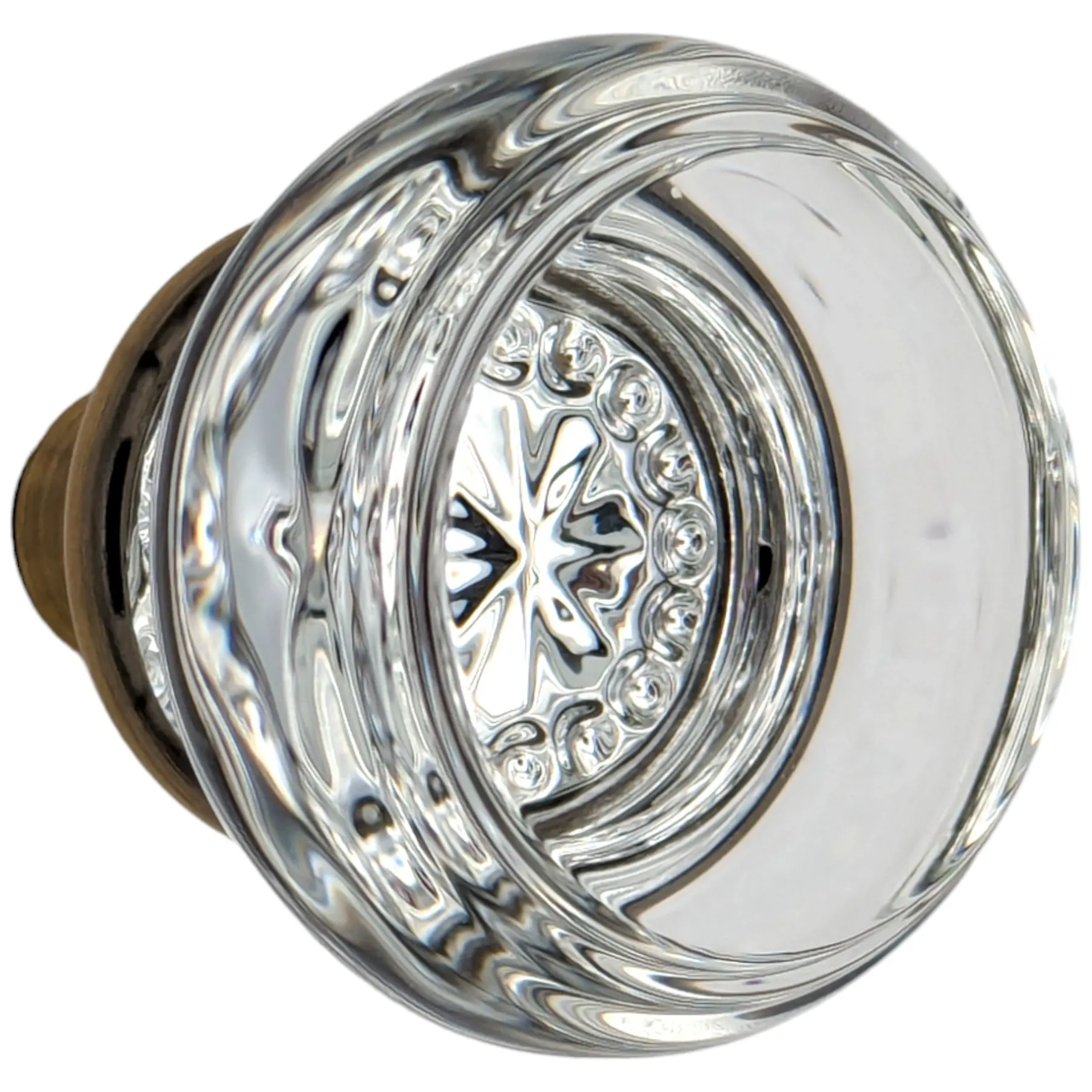 Round Crystal Spare Door Knob Set (Antique Brass)