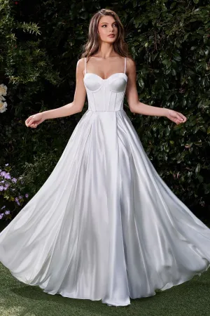SATIN A-LINE BUSTIER BRIDAL DRESS CDCD337W