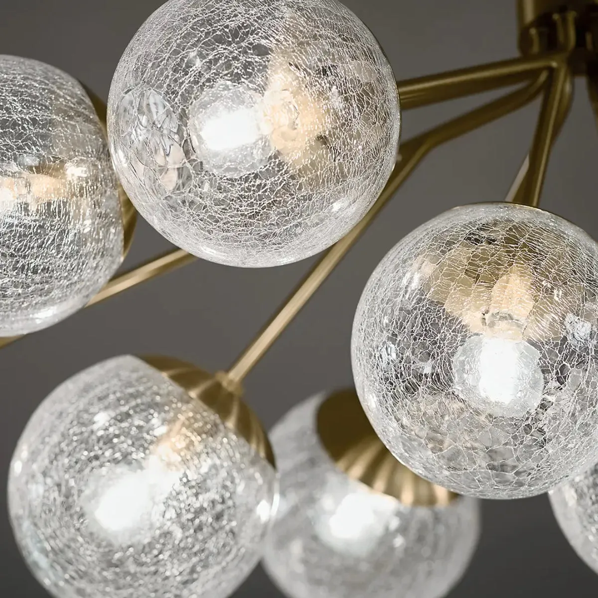 Silvarious 48" 12-Light Convertible Chandelier with Clear Crackle Glass, Champagne Bronze Finish