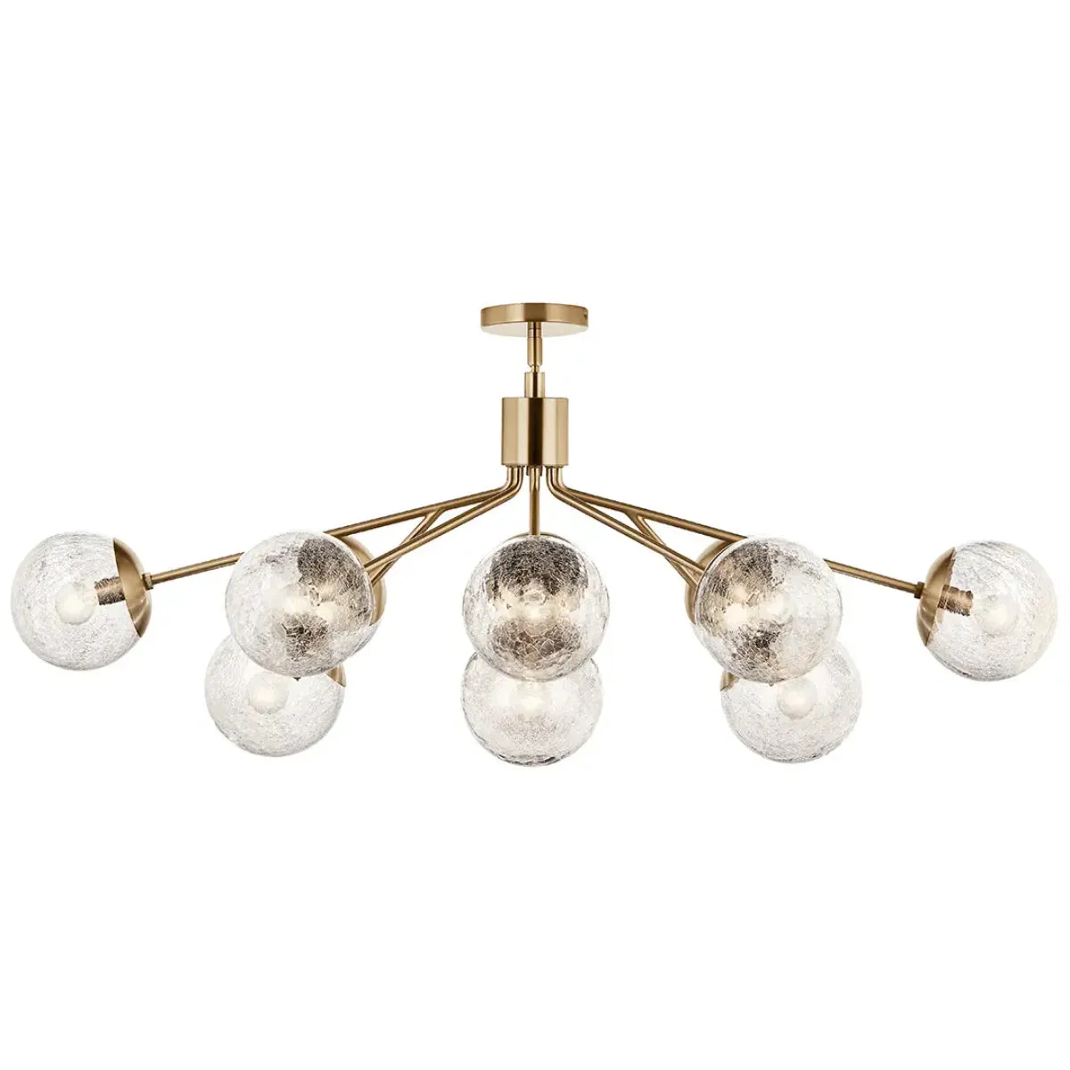 Silvarious 48" 12-Light Convertible Chandelier with Clear Crackle Glass, Champagne Bronze Finish