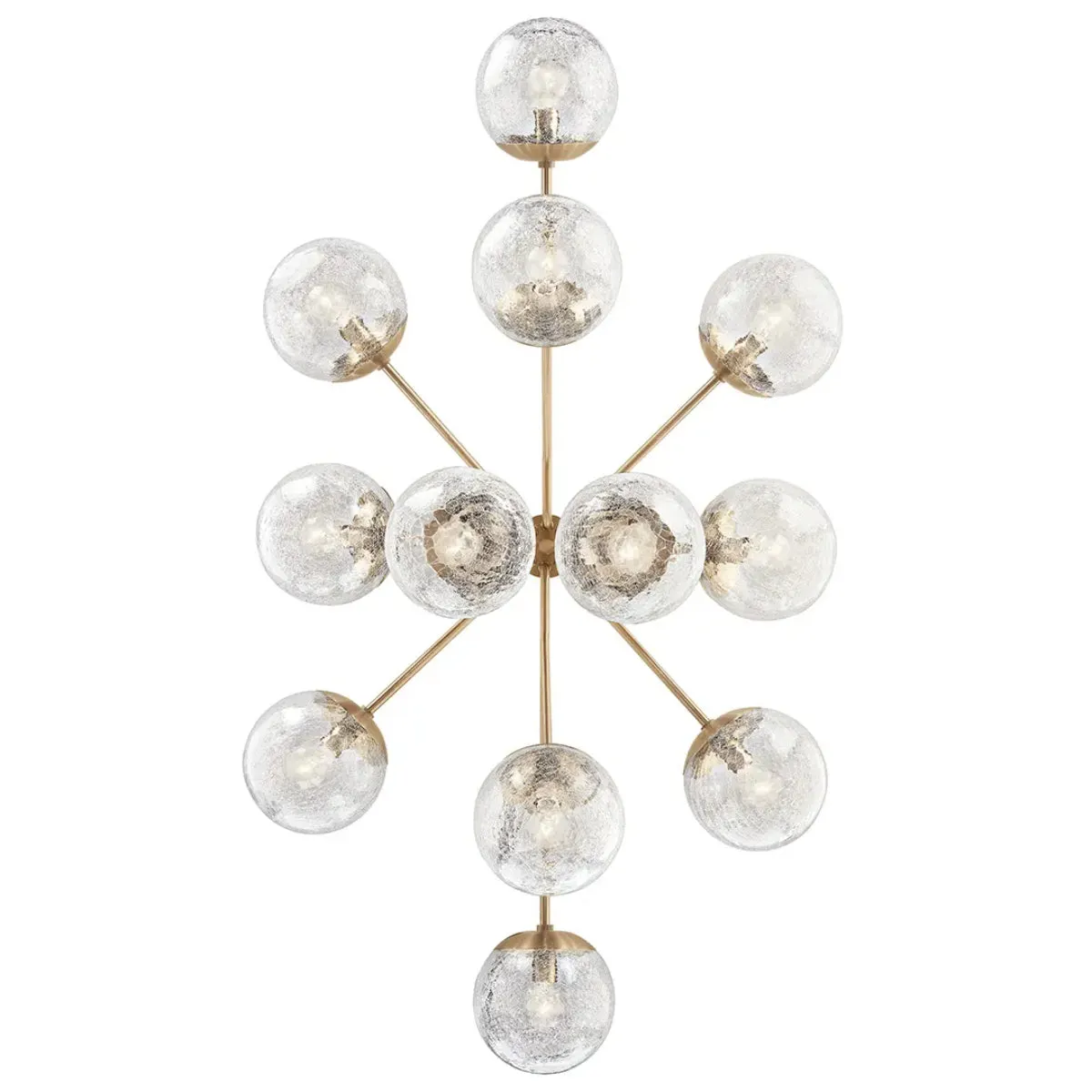 Silvarious 48" 12-Light Convertible Chandelier with Clear Crackle Glass, Champagne Bronze Finish