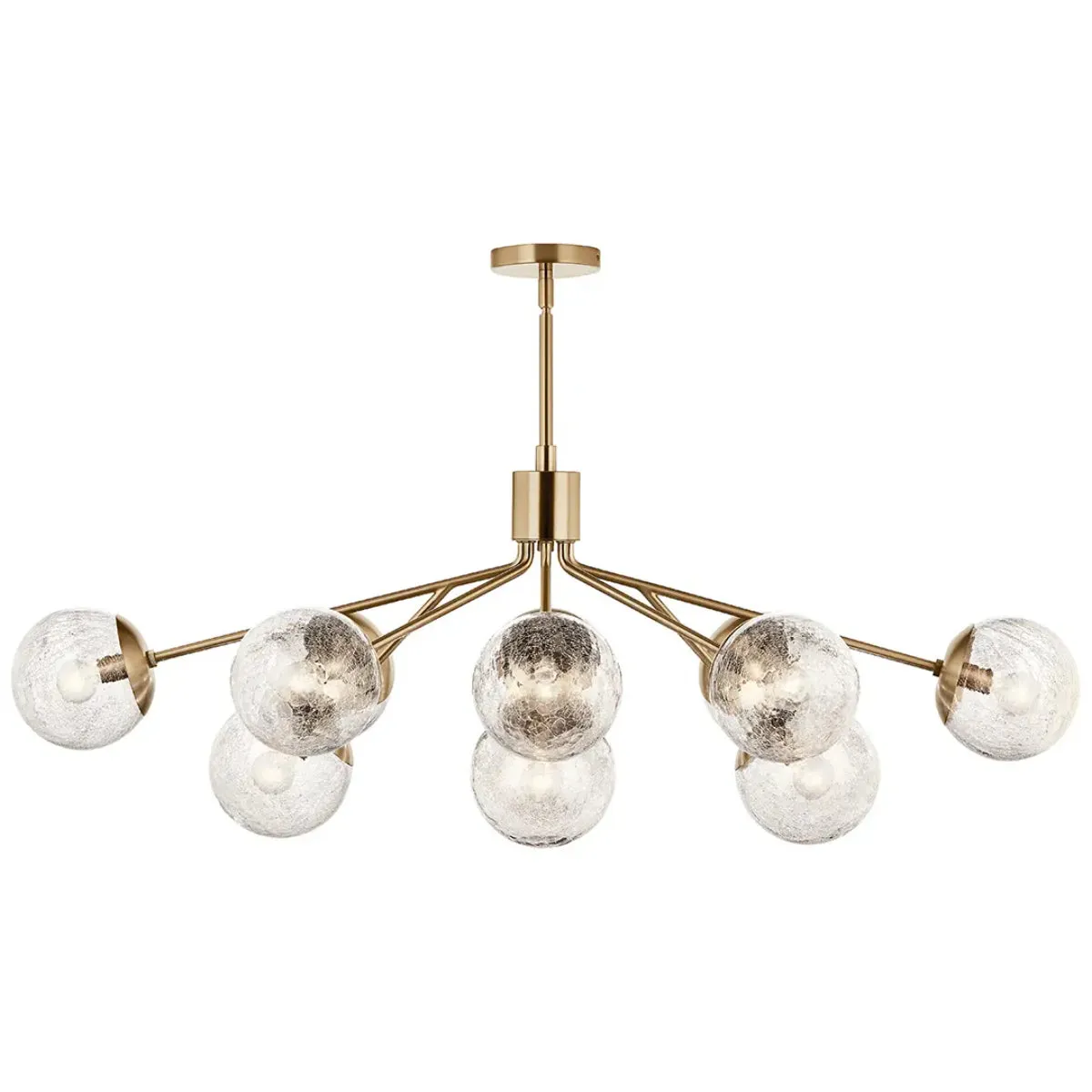 Silvarious 48" 12-Light Convertible Chandelier with Clear Crackle Glass, Champagne Bronze Finish