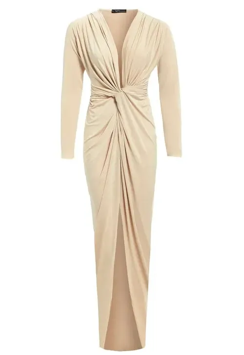Sophisticated Twisted Front Midi Dress in Black