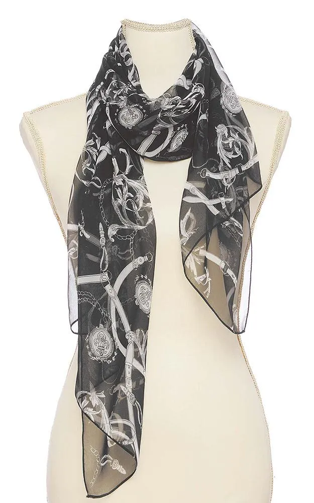 SPOS4911 / BASC4772 Silky Chain Printed Scarf