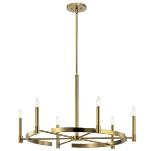 Tolani 34" 6-Light Chandelier, Brushed Natural Brass Finish