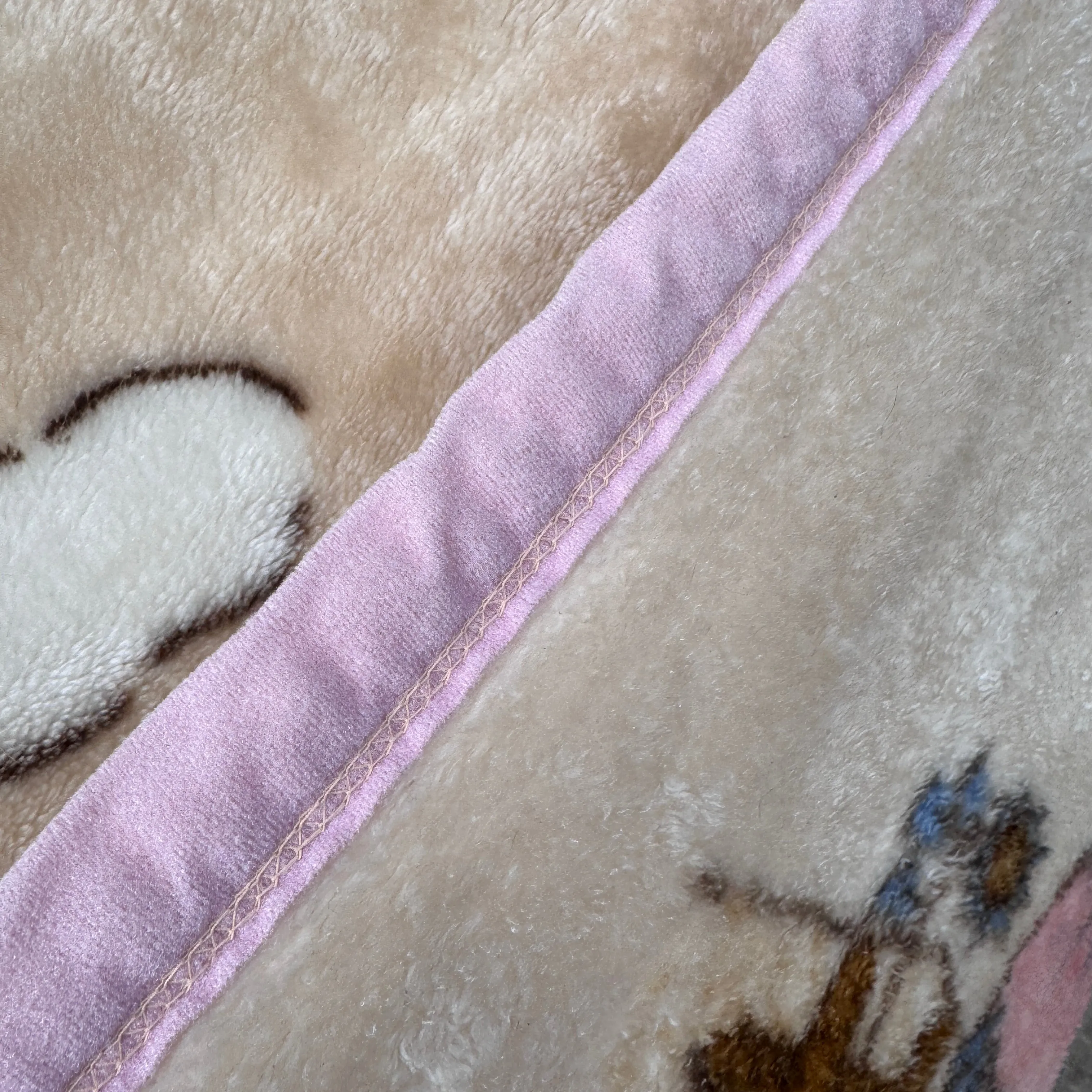 Vintage Precious Moments Baby Toddler Little Girl Dogs Puppies Blanket Cheerful Giver Luxury Plush Raschel Thick Velvet Velour Minky Throw 39" x 42”