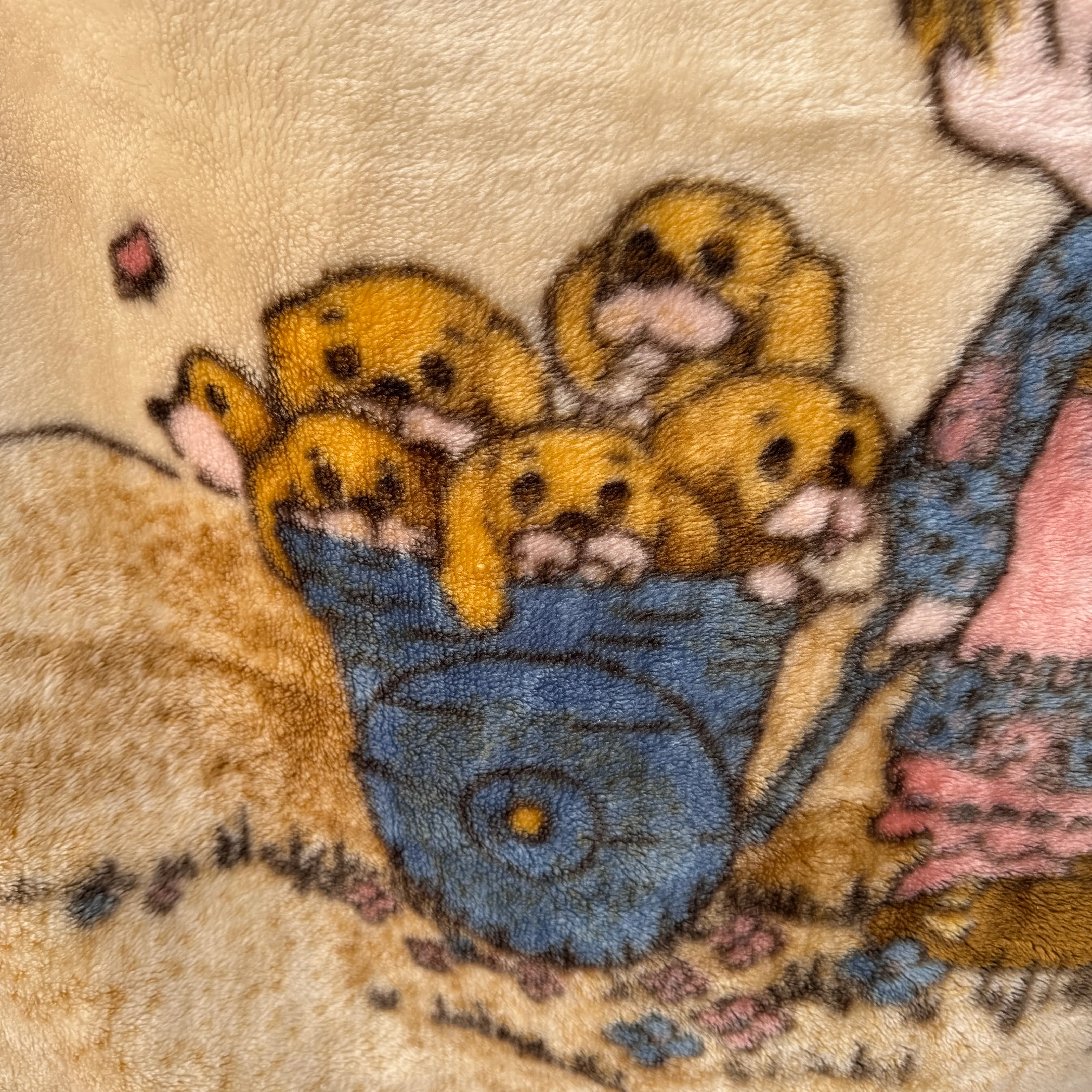 Vintage Precious Moments Baby Toddler Little Girl Dogs Puppies Blanket Cheerful Giver Luxury Plush Raschel Thick Velvet Velour Minky Throw 39" x 42”