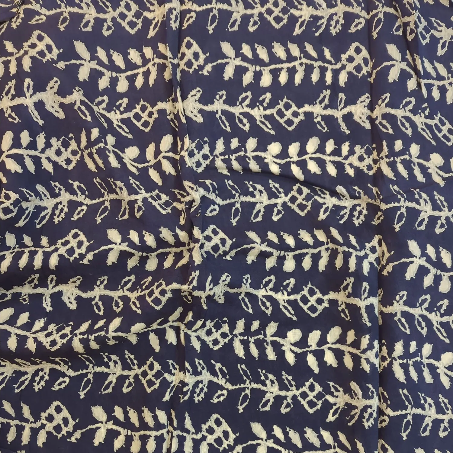 White & Dark Gray Floral Muslin Silk Fabric