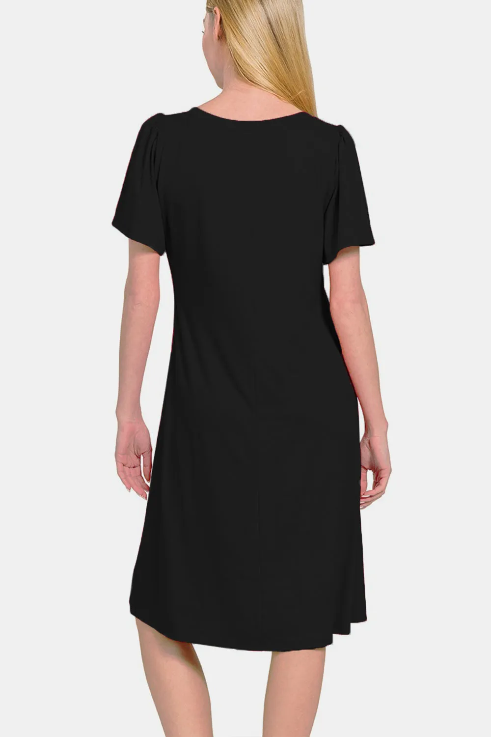 Women's Zenana V-Neck Short Sleeve Dress