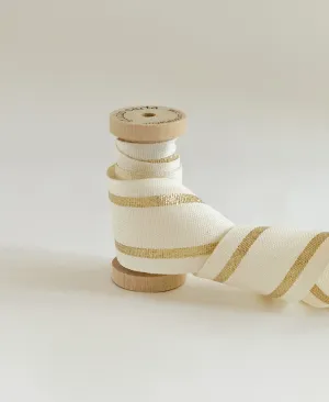 Wood spool striped cotton ribbon