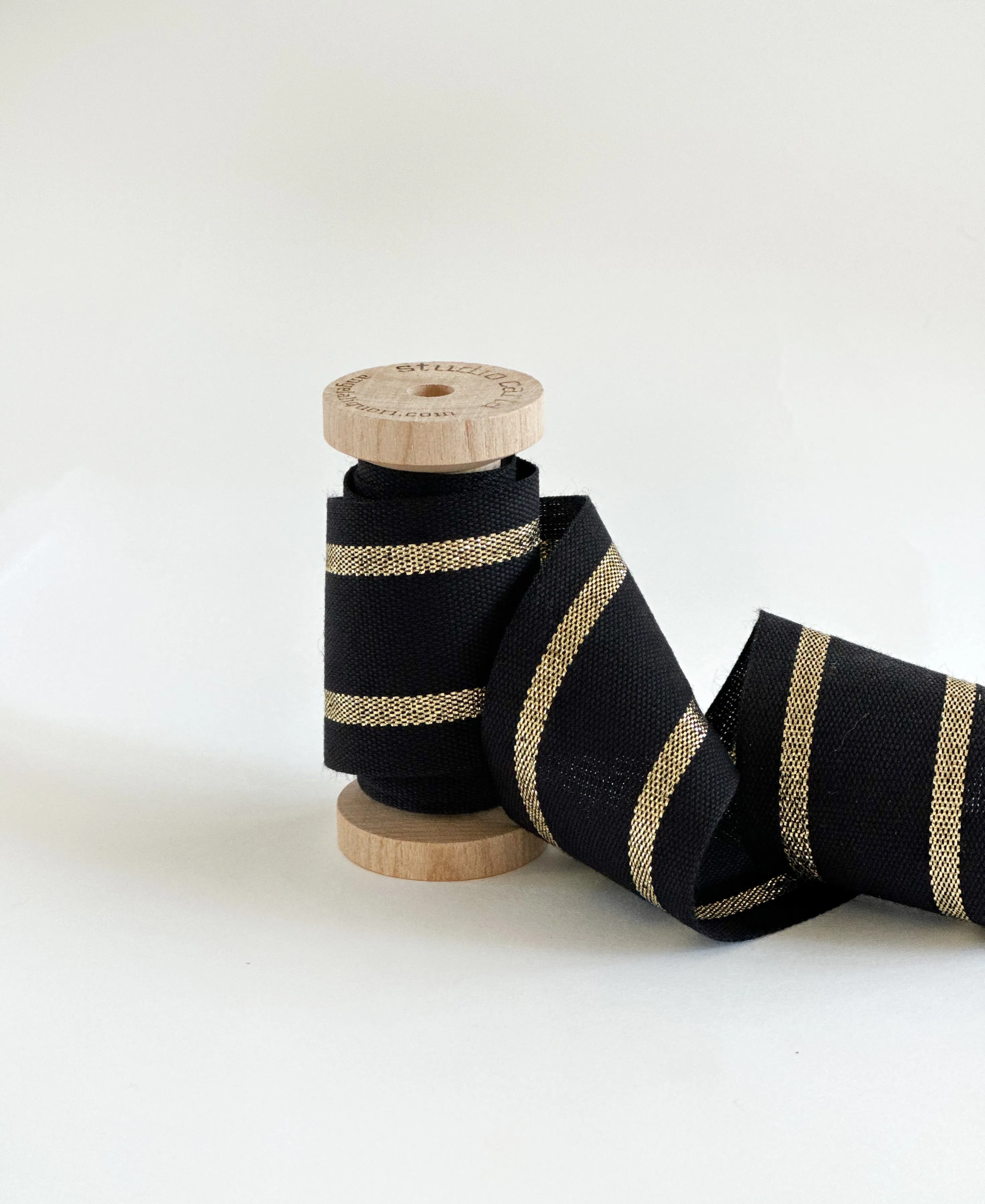 Wood spool striped cotton ribbon