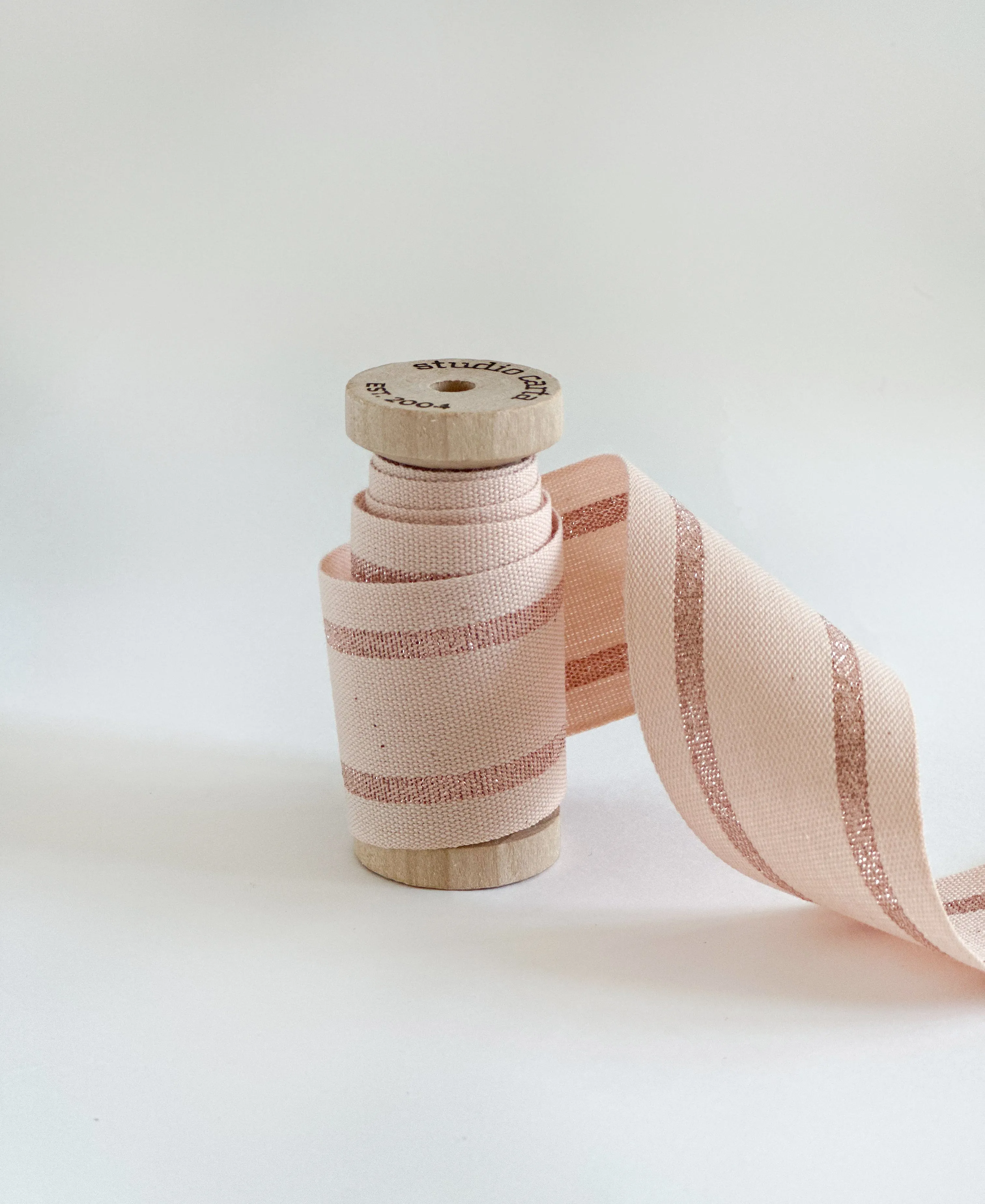 Wood spool striped cotton ribbon