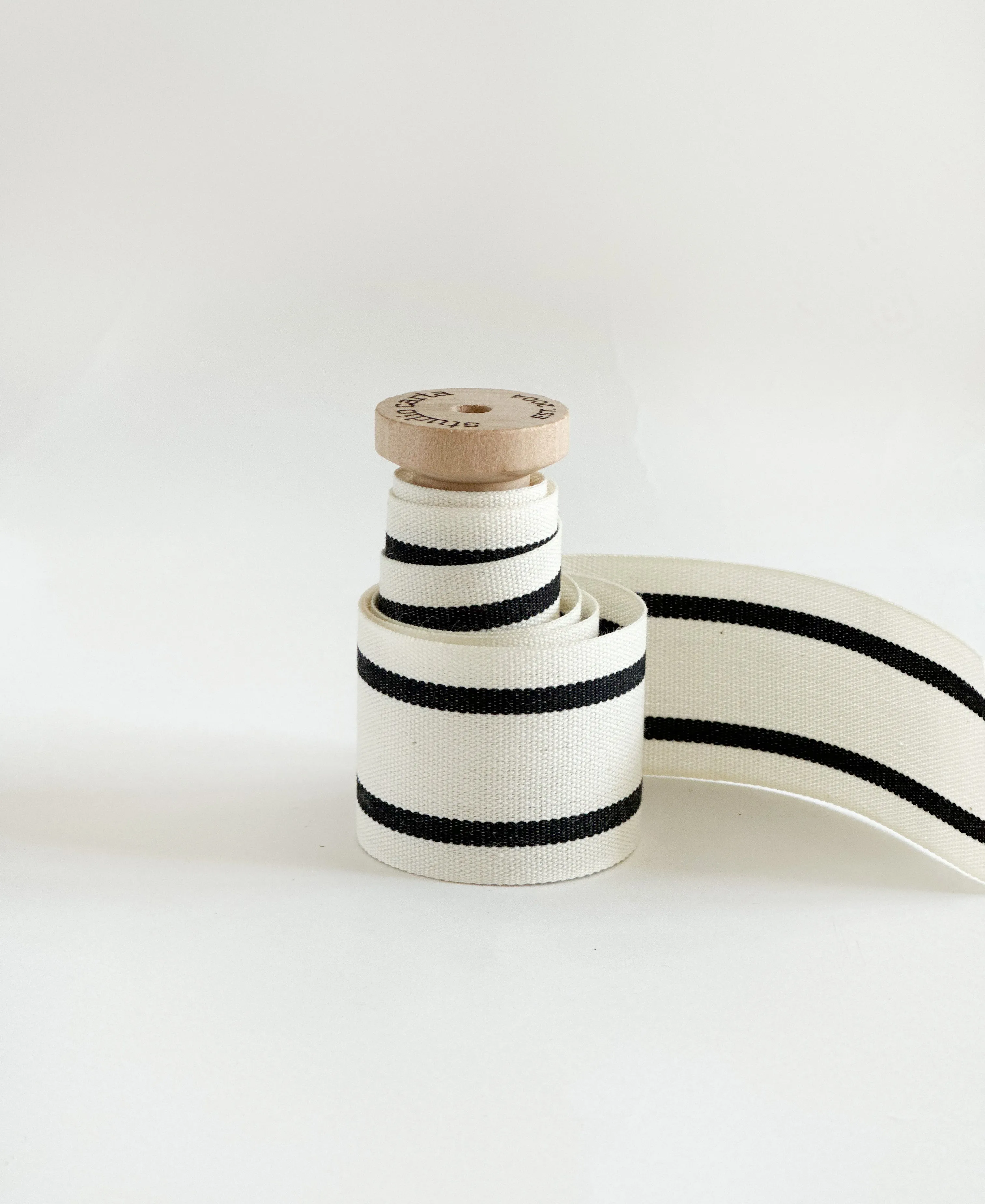 Wood spool striped cotton ribbon