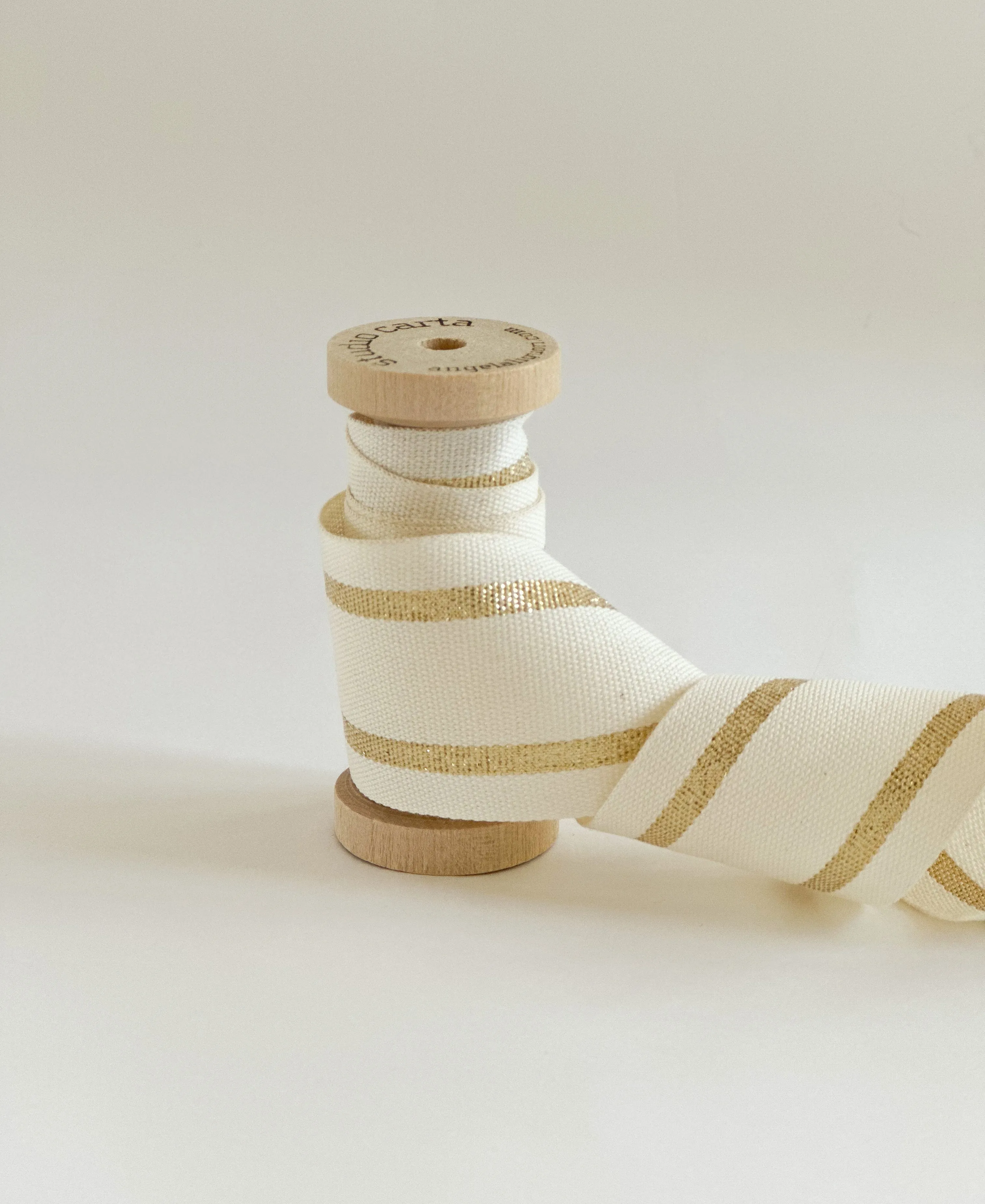 Wood spool striped cotton ribbon