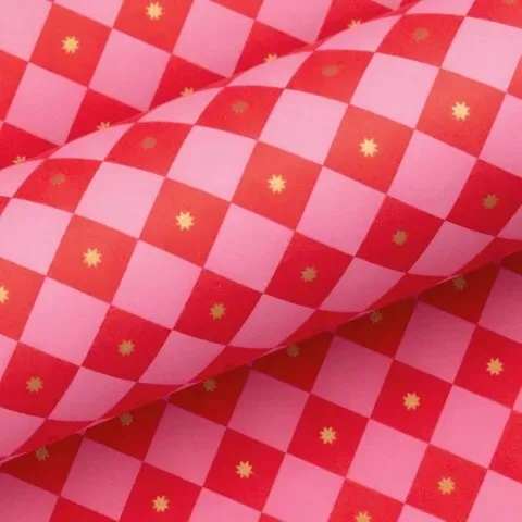 Wrapping Paper Checkerboard Pink/Red 76cm x 2.5m